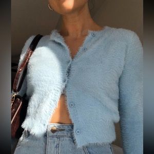 Princess Polly Cropped Cardigan Blue